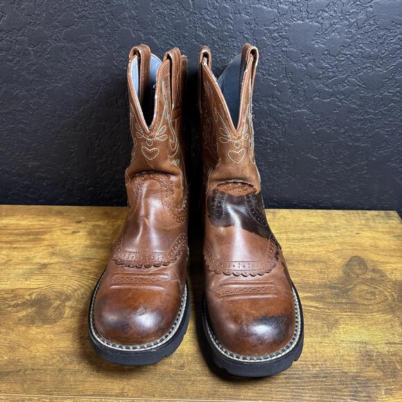 Ariat Fatbaby Boots Womens Size 11 B Brown Leather Western Mid Calf Cowboy - Picture 2 of 7